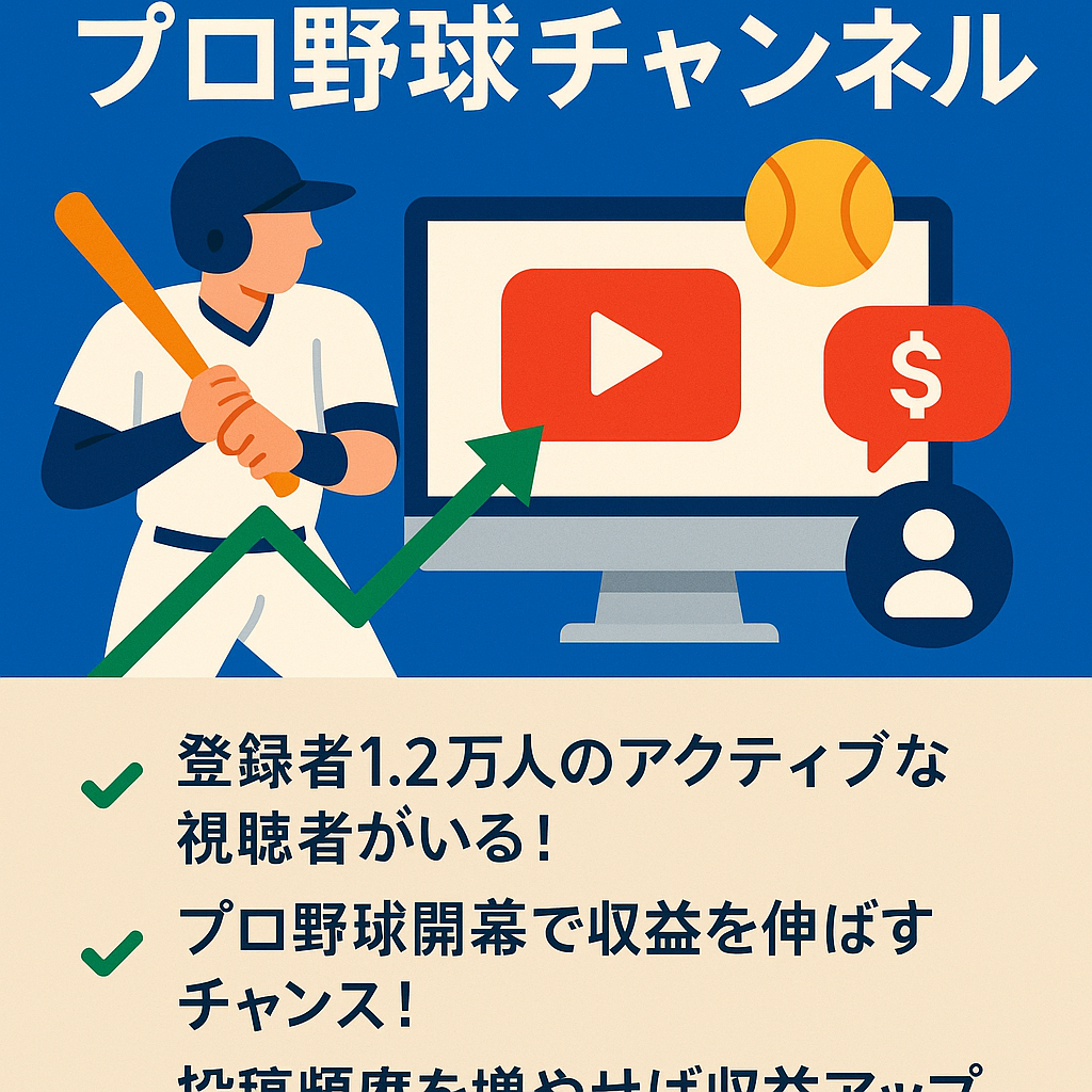 【CH登録者1.2万人】プロ野球開幕直前！収益化済プロ野球特化チャンネル＋サブＣＨ