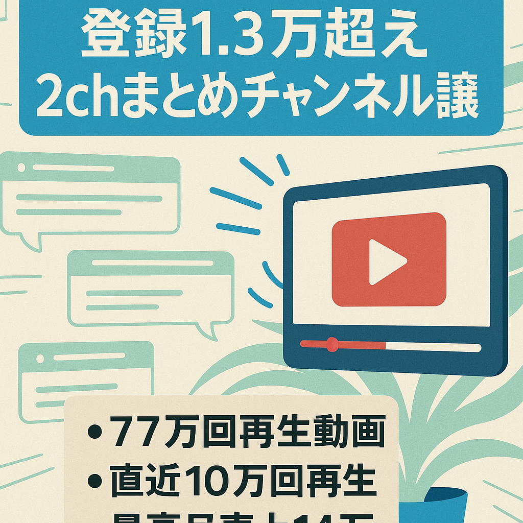 【訳あり】登録者数1.3万人超え！2chまとめチャンネルの譲渡【最高売上月14万】