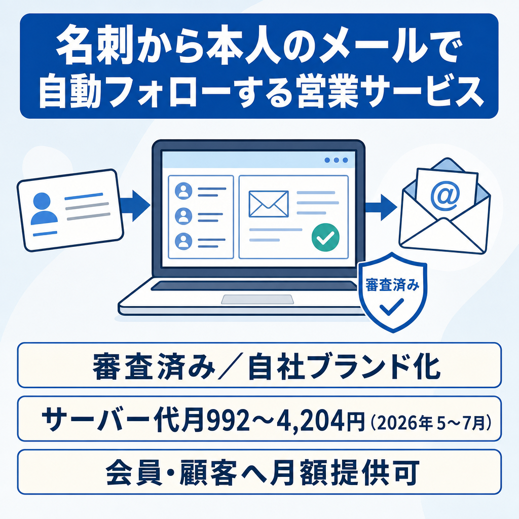 【値下げ】会員・顧客向けの月額オプションに｜Google審査・CASA通過済のGmail連携を引継ぎ｜名刺→本人のGmailでAIフォローする営業SaaS