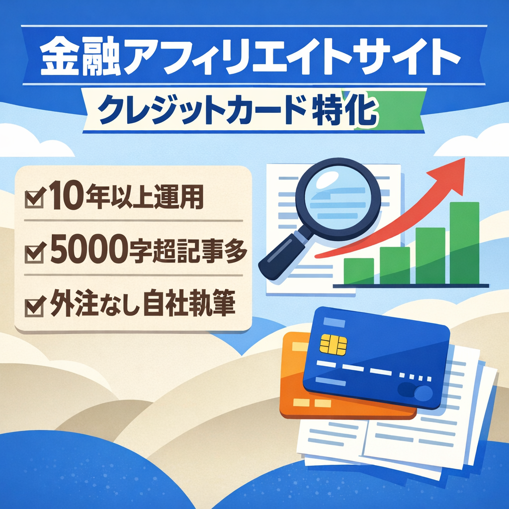 【10年以上の運用実績】金融系アフィリエイトサイト・SEO集客特化 + クレカ特化サイト