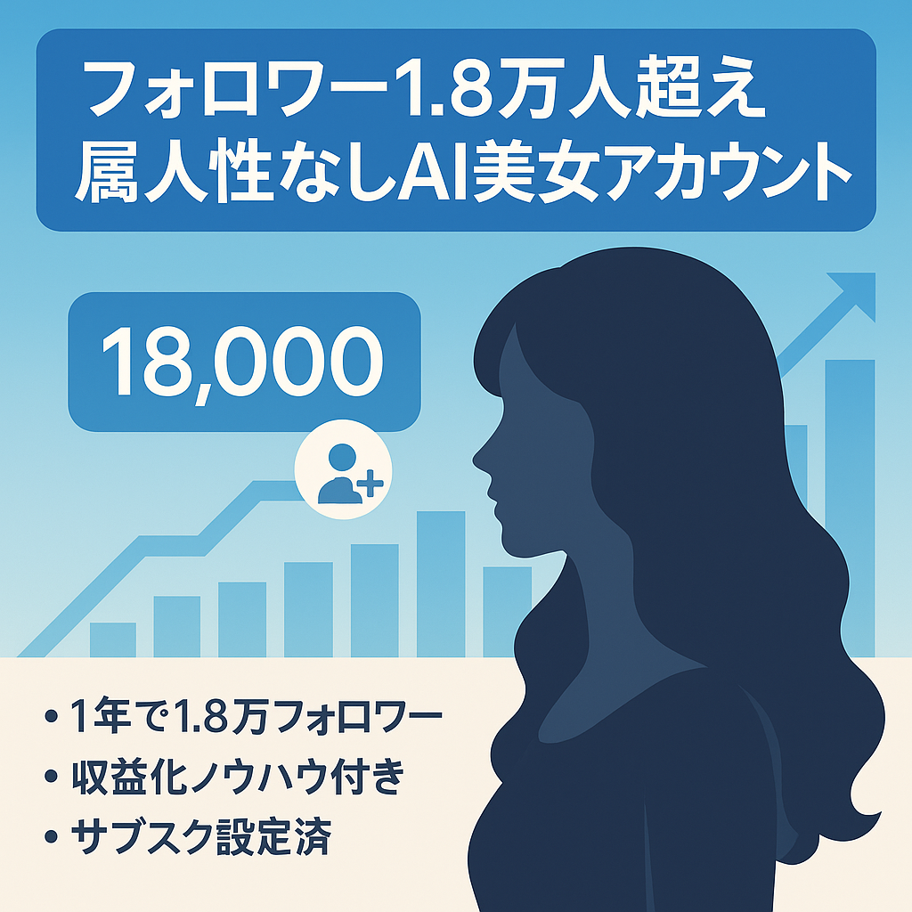 【フォロワー1.8万人越え 】属人性なし AI美女アカウント