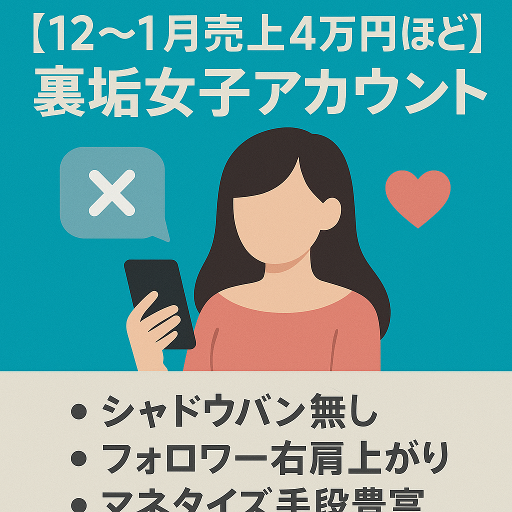 【12〜1月売上げ4万円ほど】X(Twitter)裏垢女子アカウント/noteアカウント＋記事も譲渡【ファン化済み】