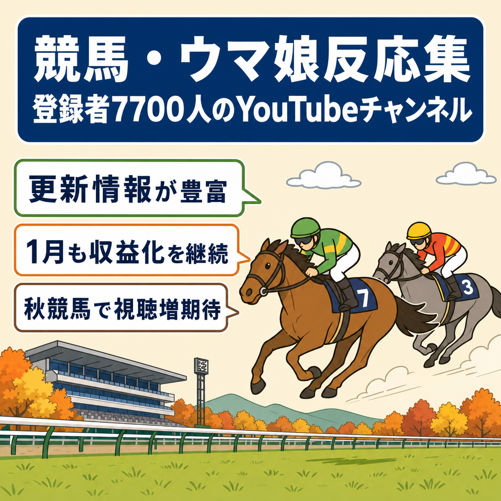 登録者7700人 の競馬・ウマ娘反応集youtubeチャンネル
