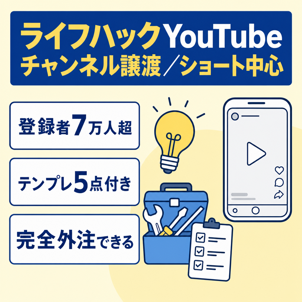 【完全外注可】YouTube登録者7万人超えのライフハックch譲渡【ショート動画メイン】