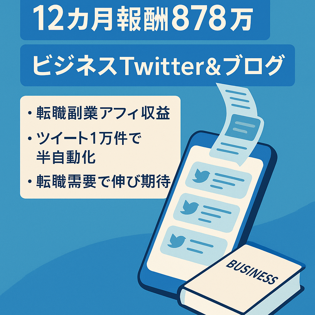 【過去12カ月確定報酬878万円】半自動化も可能なビジネス系Twitter+無料ブログ記事