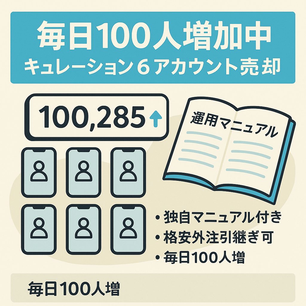 【毎日100人増加中】キュレーションアカウント６アカウントまとめ売り