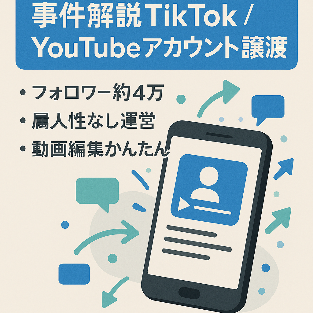 【最高月収約45万】事件解説系TikTokアカウント＋YouTube垢/両収益化済み/総フォロワー約4万人