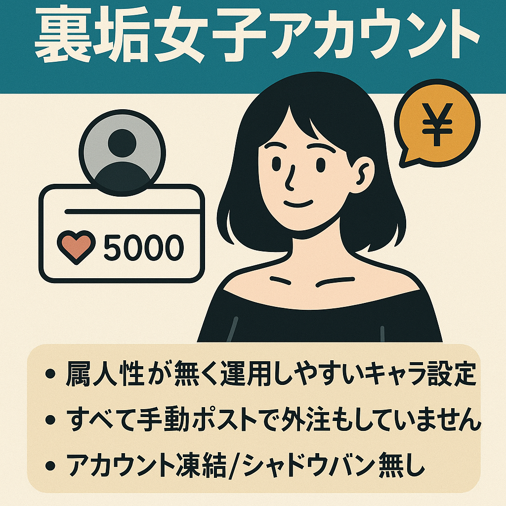 【11月売上9万！フォロワー5000人超の裏垢女子アカウント】運用開始3ヶ月/シャドウバンなし/属人性低/