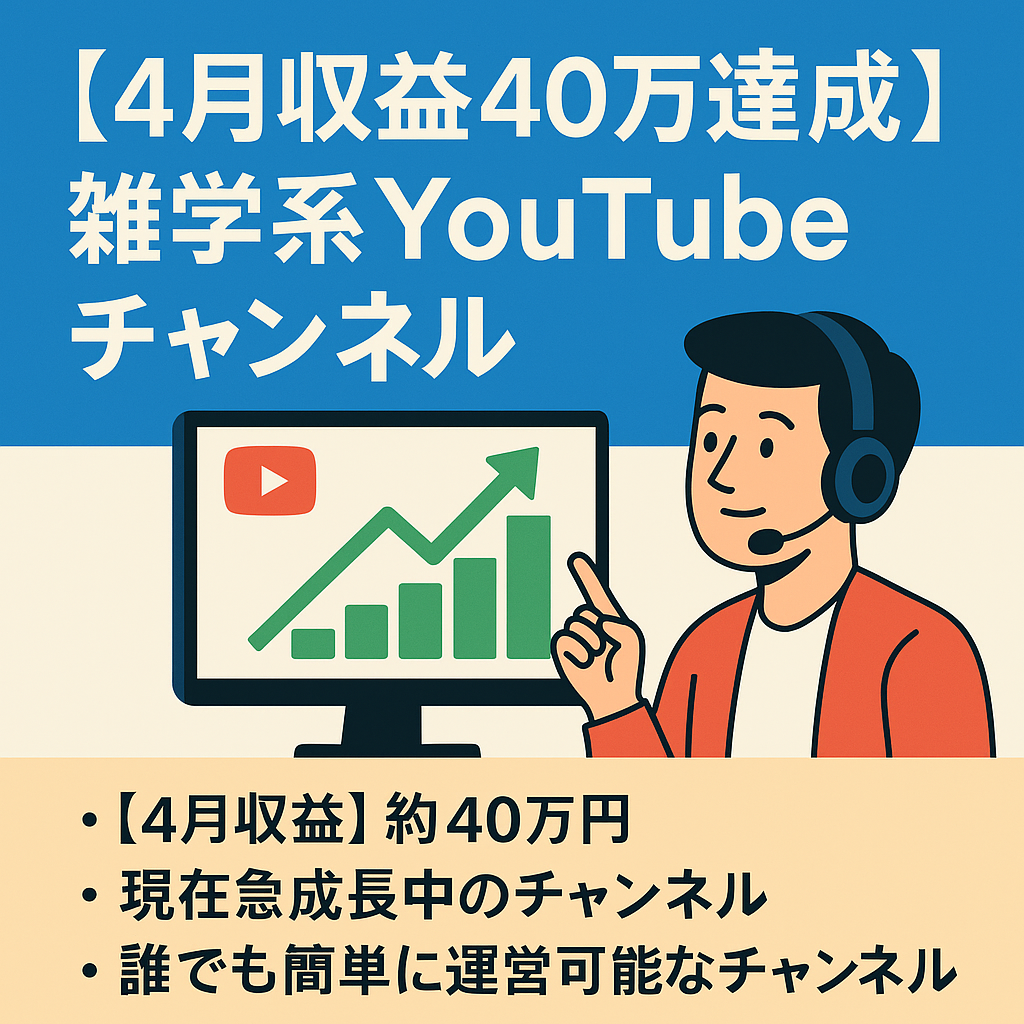【4月収益40万達成（継続中）　現在急成長中のチャンネル】雑学系YouTubeチャンネル