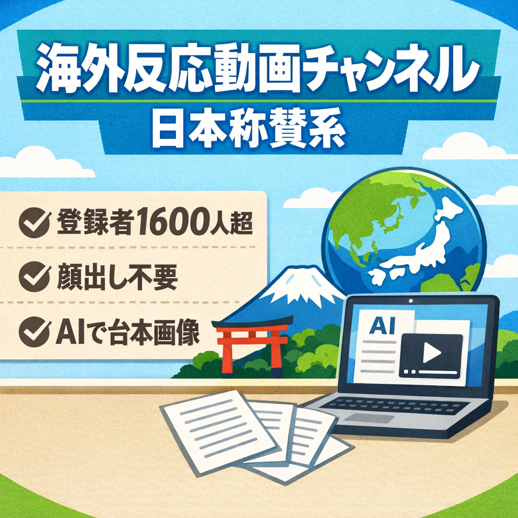 【登録者数1600人越え】日本称賛系の海外反応チャンネル！ノウハウ・運営マニュアルすべてお渡し
