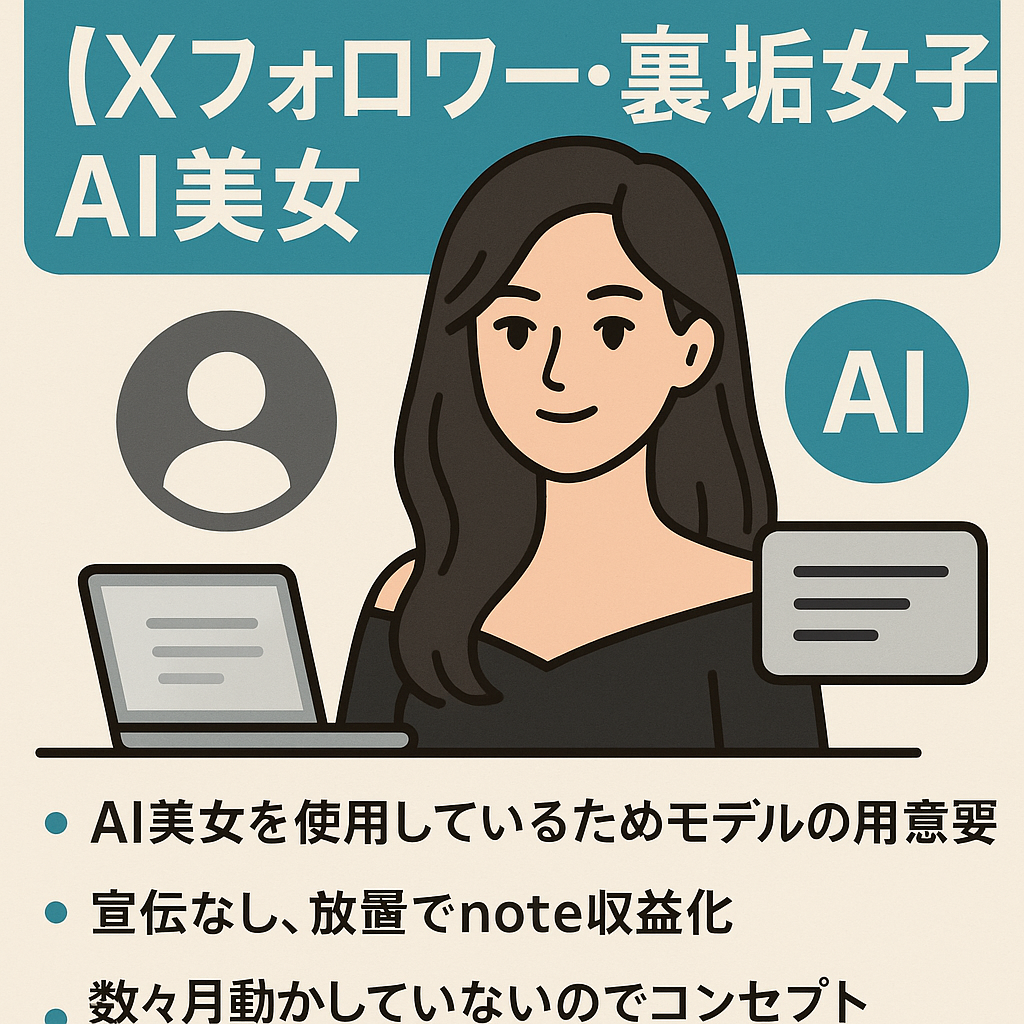 【Xフォロワー2000人超】AI美女使用裏垢女子・即収益化可能