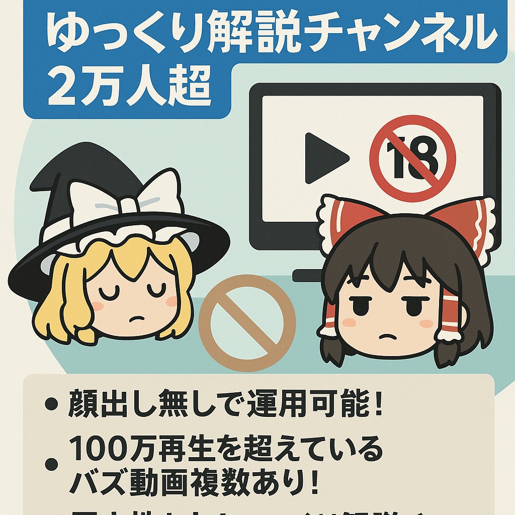 【収益化済/登録者2万人超/属人生無し】18禁ゆっくり解説チャンネル
