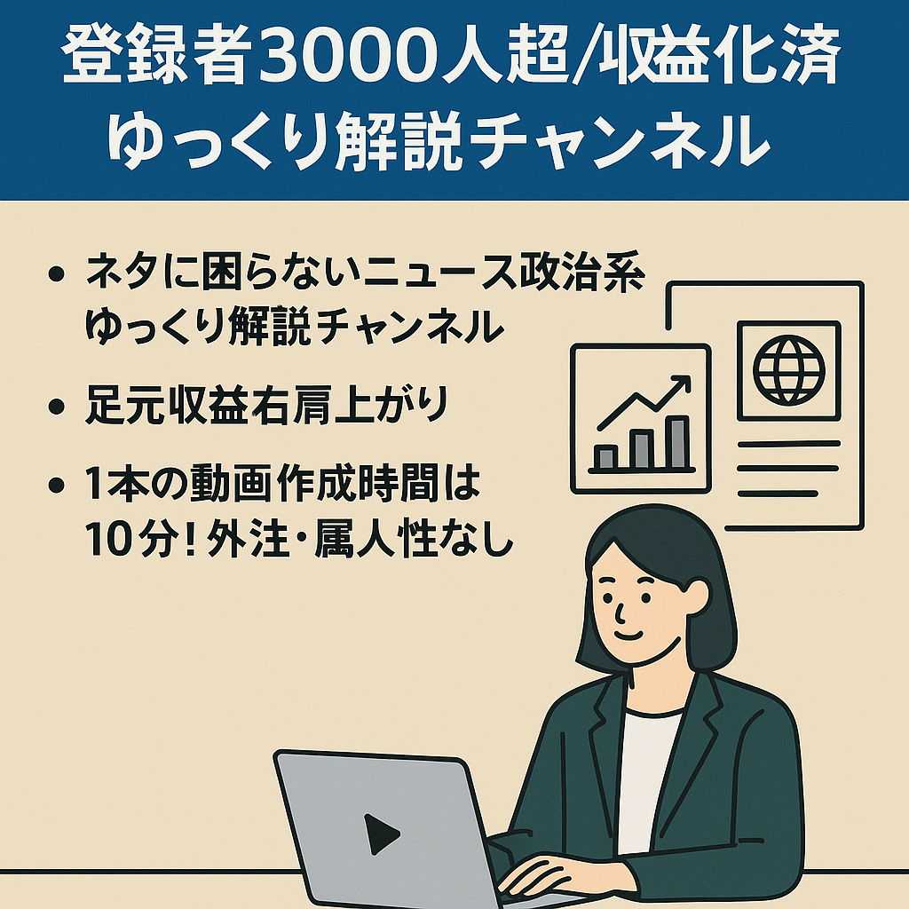 【ニュース・政治ジャンル】登録者3000人超/収益化済】ゆっくり解説チャンネル