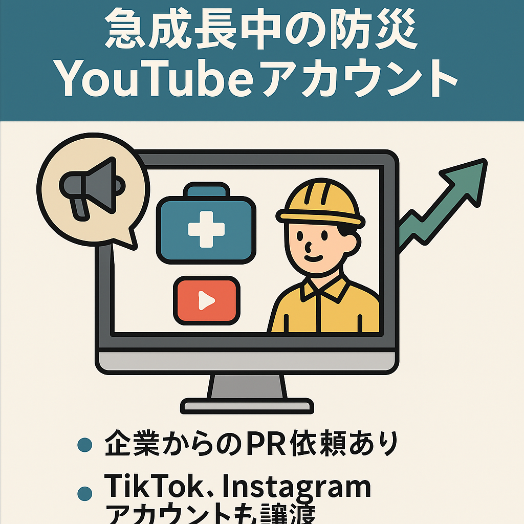 【開始3ヶ月で登録者数1.7万人超え】 急成長中の防災YouTubeアカウント [企業様からのPR案件で収益化済み] [ショート動画]
