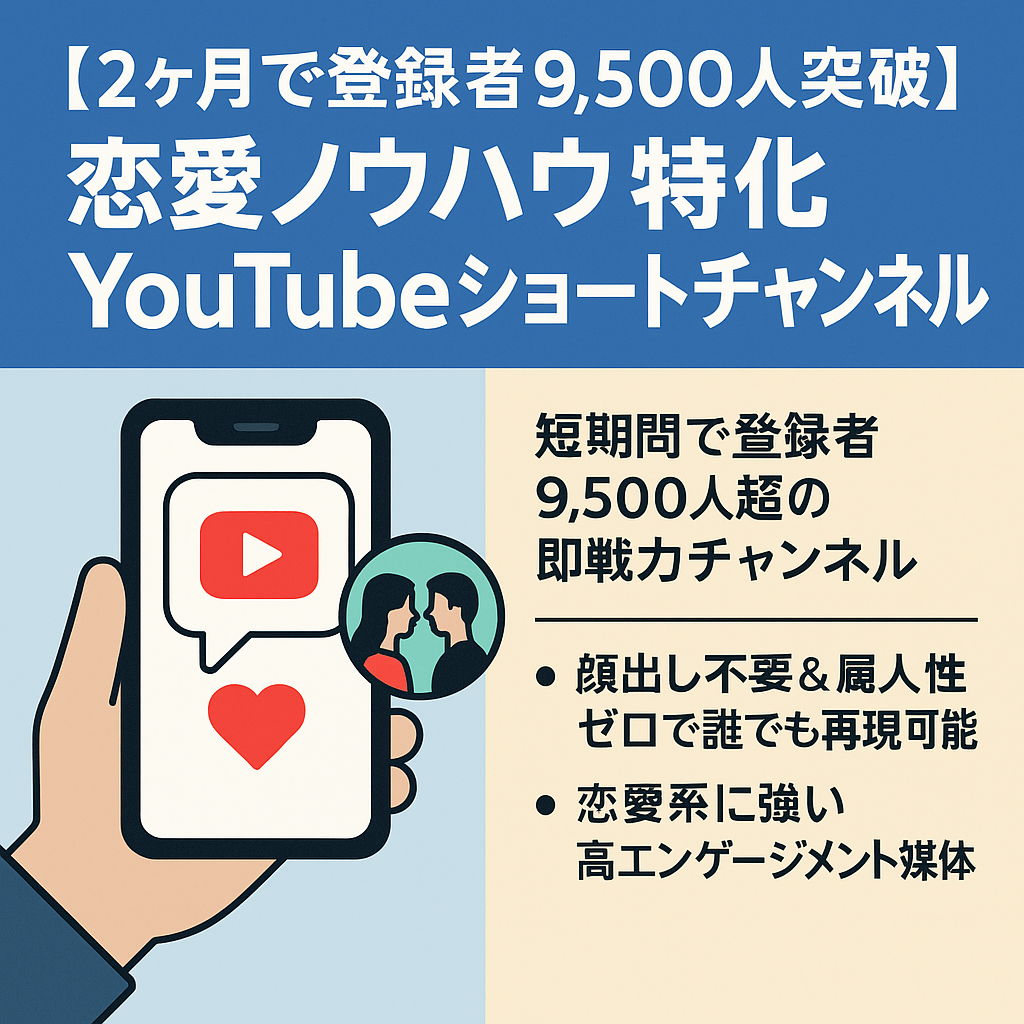 【2ヶ月で登録者9,500人突破】恋愛ノウハウ特化YouTubeショートチャンネル アカウント
