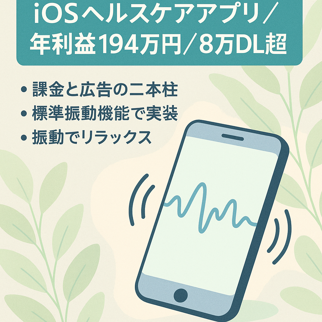 【iOSヘルスケア】バイブレーションでリラックスするアプリ／直近年利益194万円／直近年間8万DL超