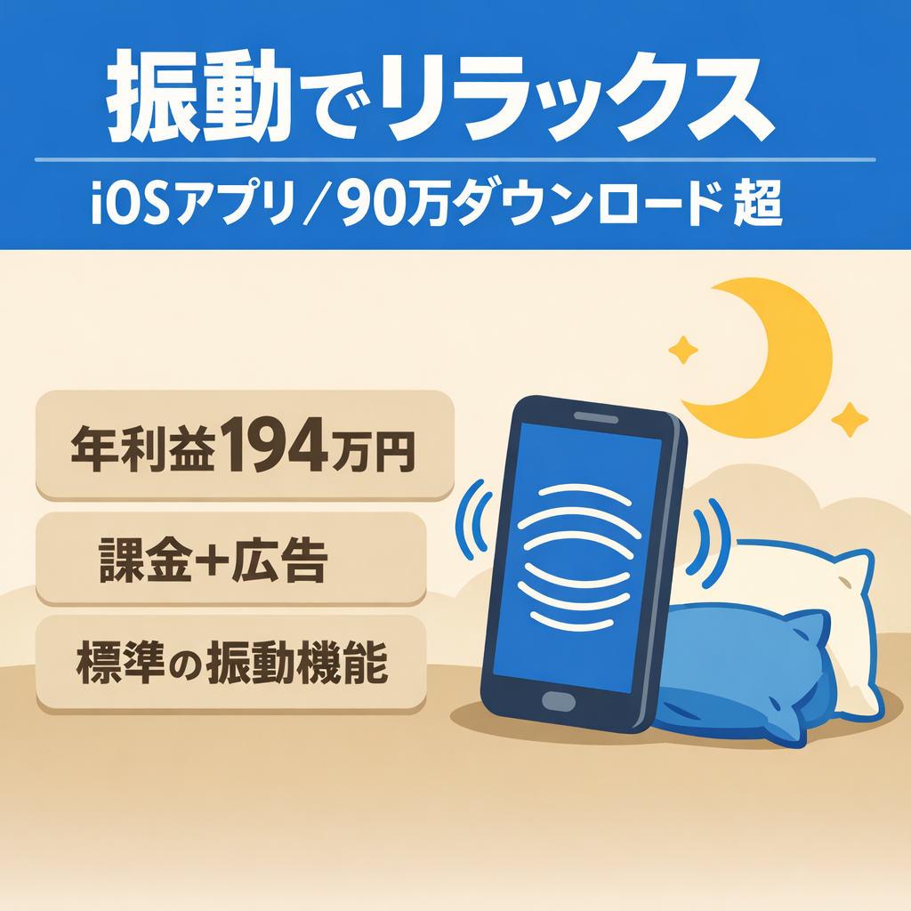 【iOSヘルスケア】バイブレーションでリラックスするアプリ／直近年利益194万円／累計90万DL超