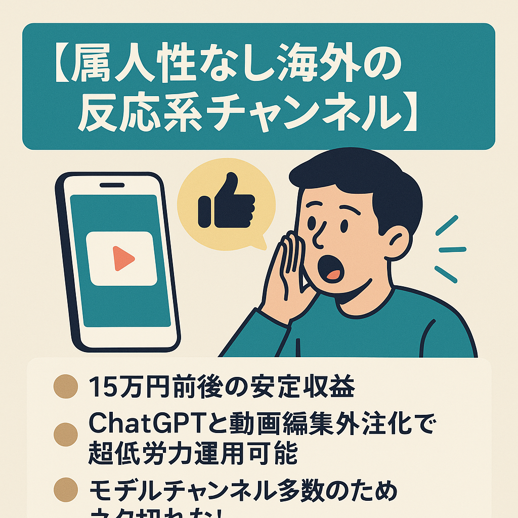 【属人性なし海外の反応系チャンネル】フォロワー2万人超えで15万円前後の安定収益！ショート動画中心のチャットGPT×半外注運用！