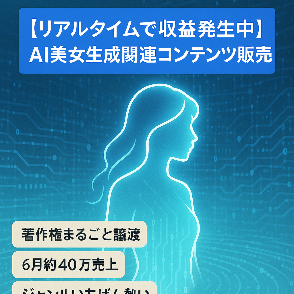 【リアルタイムで収益発生中】AI美女生成関連コンテンツ販売