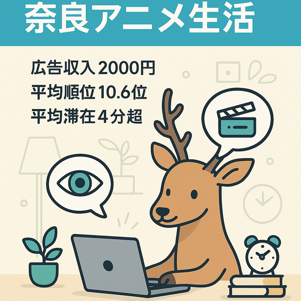 【雑記ブログ】奈良、アニメ、生活などの情報で、月平均10,000PV前後のサイト【早期終了予定】※7月27日ごろまで