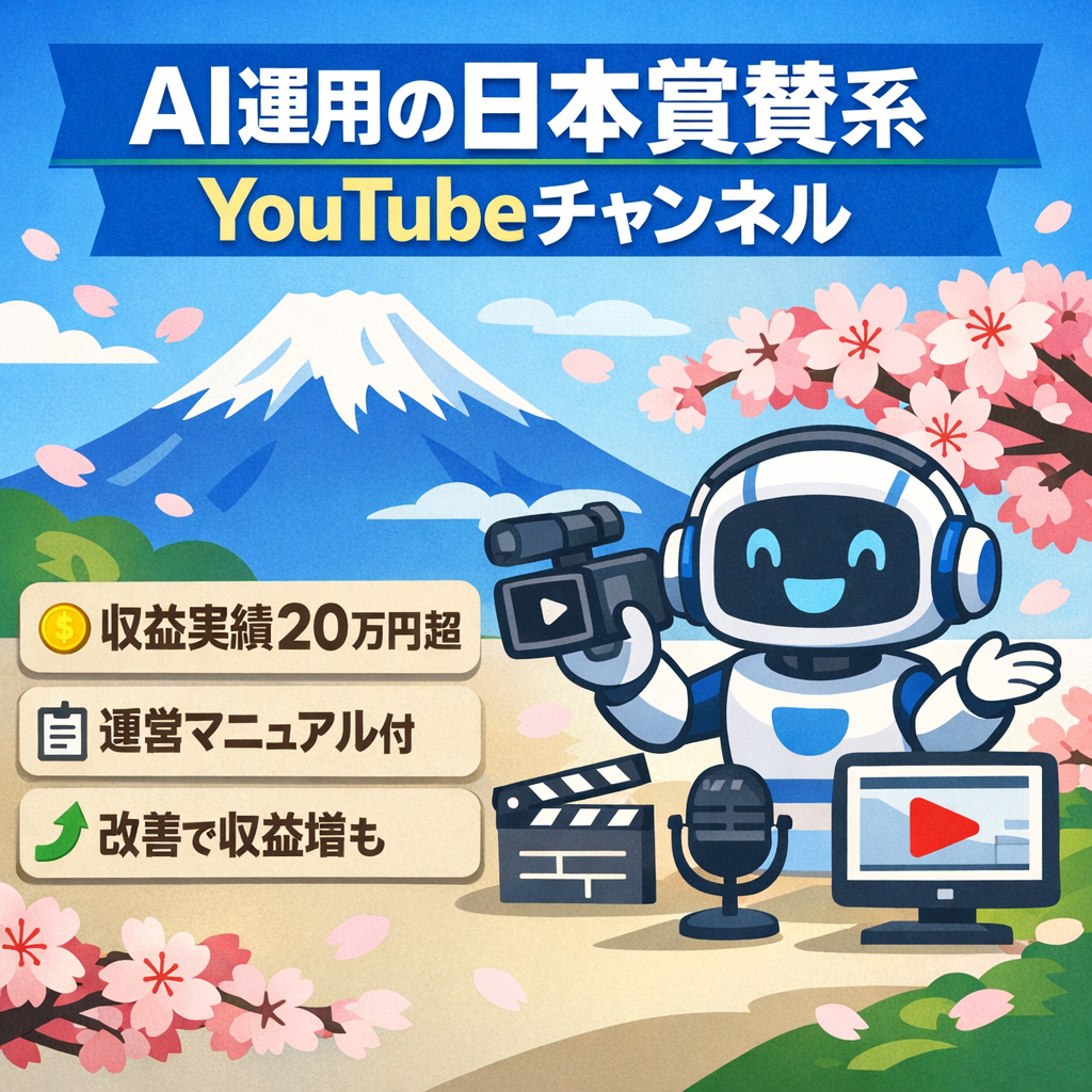 AIを使った日本賞賛系YouTubチャンネル運営で月10万円以上の報酬実績あり