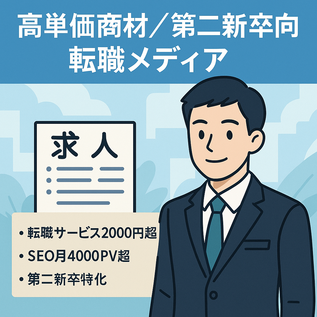 【主な収益源は高単価の転職サービス】第二新卒向け転職メディア(平均アクセス：約4,000)