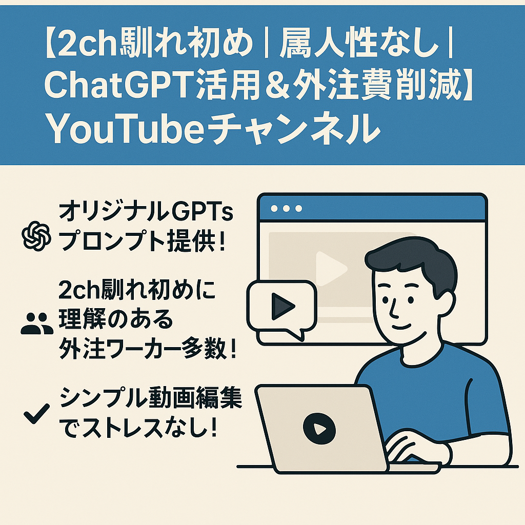 【2ch馴れ初め｜属人性なし｜ChatGPT活用＆外注費削減】Youtubeチャンネル