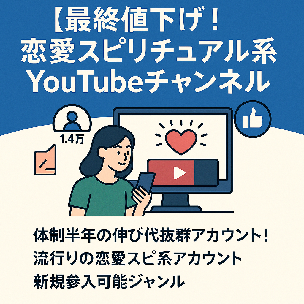 【最終値下げ！】YouTube登録1.4万人以上！完全非属人性！恋愛スピリチュアル系ショート動画・簡単動画編集！（収益率100%使用中BGMプレゼント）