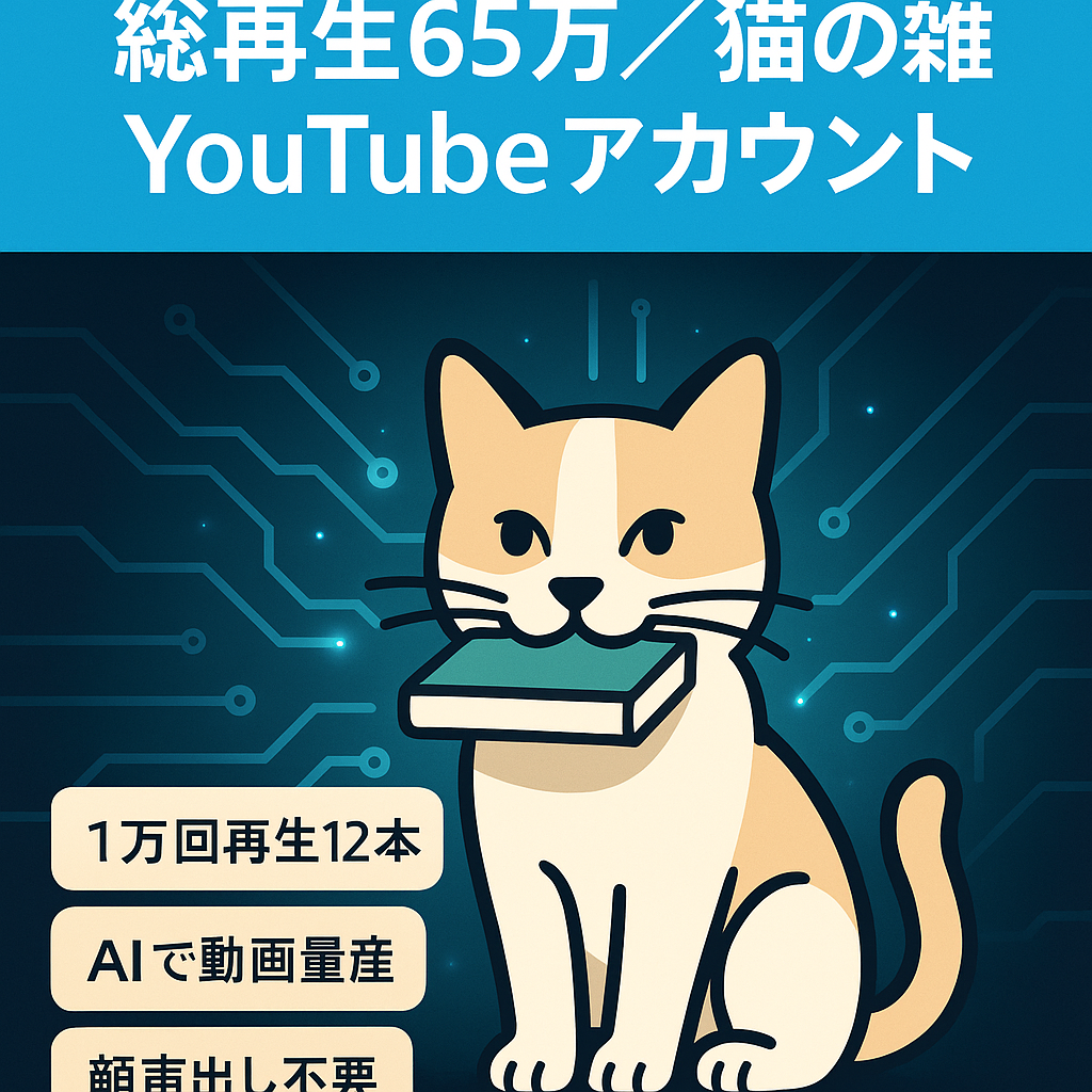 【総再生数65万回超え】AIで簡単運用！猫の雑学に関するYouTubeアカウント【顔出し・声出し・属人性なし】