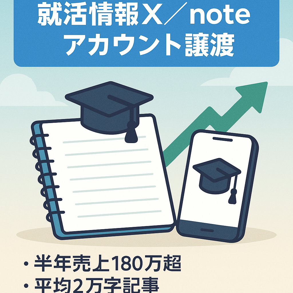 【半年で総売上180万円越】Xフォロワー3,500人超え就活垢とnote垢をセットで譲渡