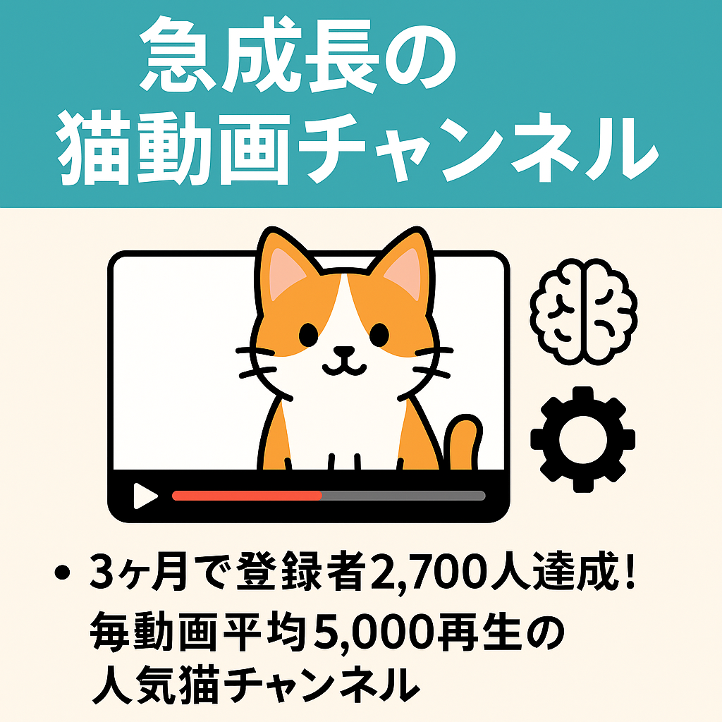 【ショート動画】3ヶ月で驚異の2,800人登録！急成長のAIを用いた猫動画チャンネルをお譲りします