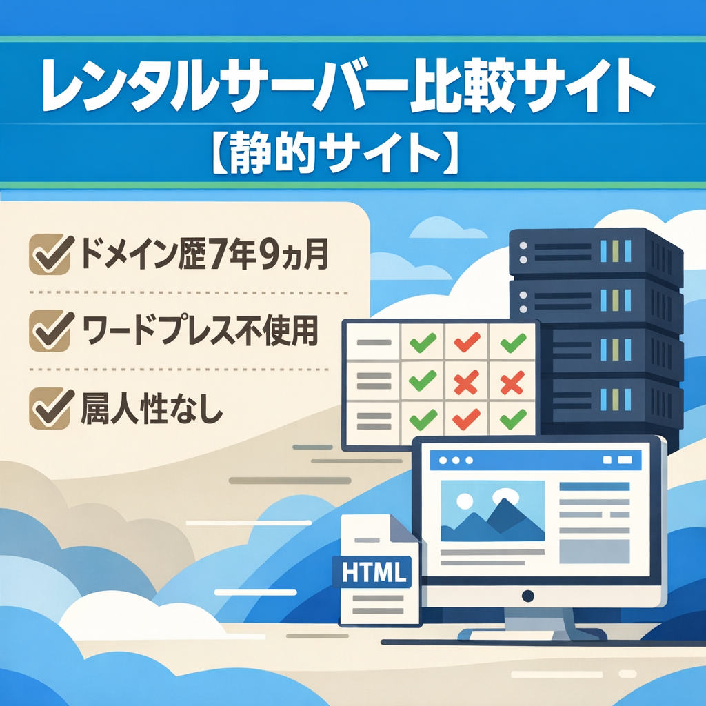 レンタルサーバージャンルの比較サイト【静的サイト】