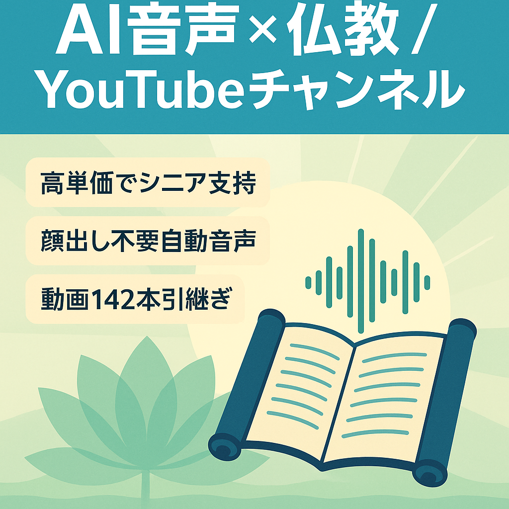 AI音声×仏教の教え｜中高年女性に強い収益化済チャンネル（直近5ヶ月平均月収6万円）