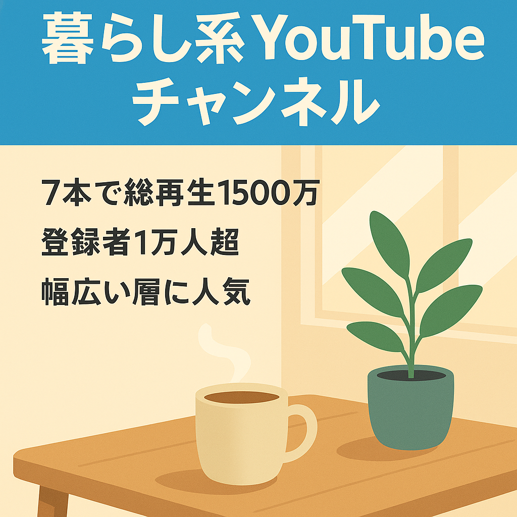 【累計再生数1,500万・登録者1万人越え】暮らし・生活系youtubeアカウント