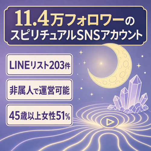 【LINEリスト203件・非属人】スピリチュアル11.4万フォロワーYouTube+Instagram