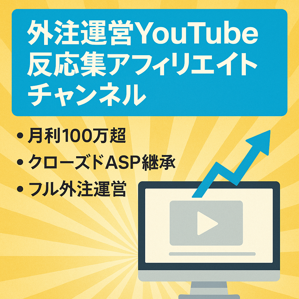 【月利100万円越え】反応集系YouTubeアフィリエイトチャンネル（外注運営）