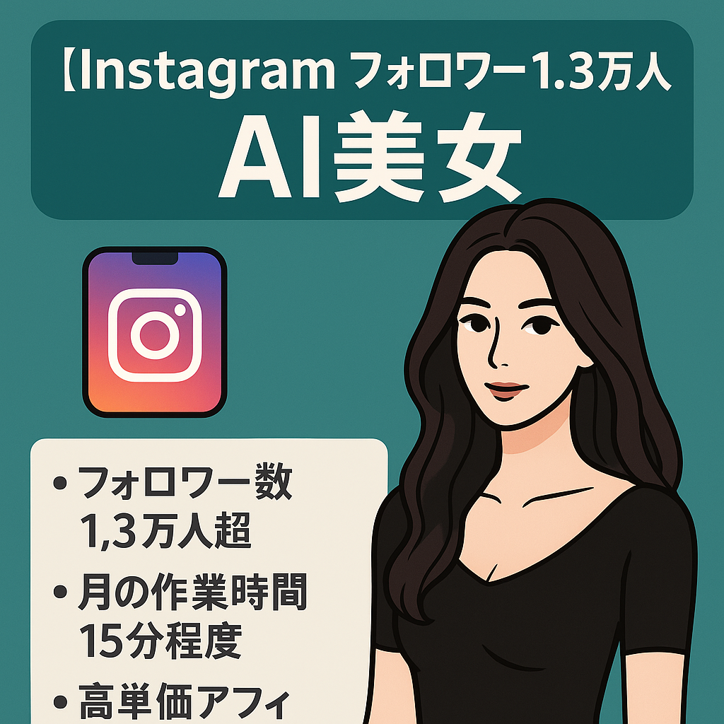 【Instagram フォロワー1.3万人超！！】マネタイズしやすいAI美女 リポストで集客⇒アフィリエイト 作業時間ほぼゼロ！　誘導先で使える画像100枚付き！