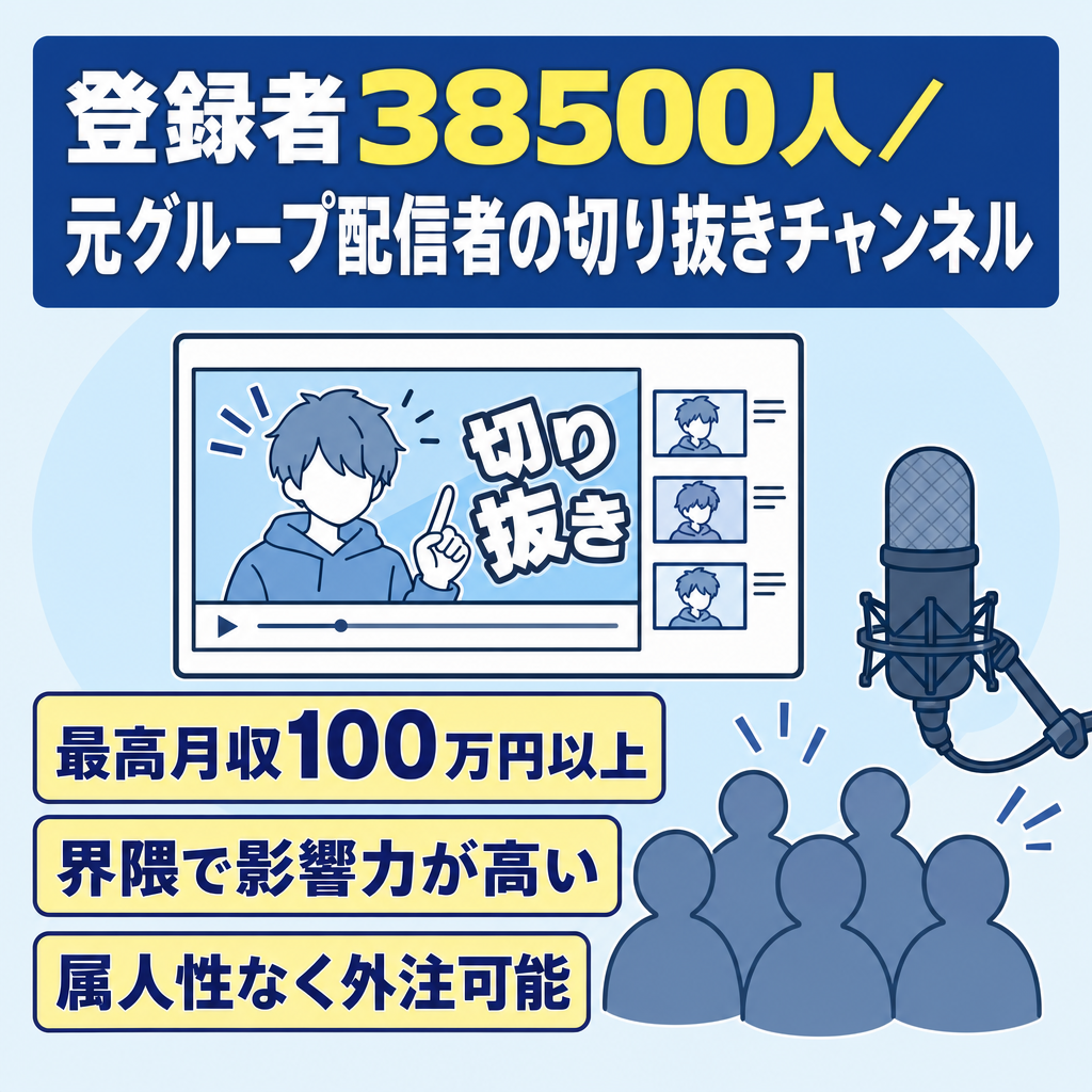 【登録者数38500人】【最高月収100万円以上】元某グループ配信者の切り抜きチャンネル