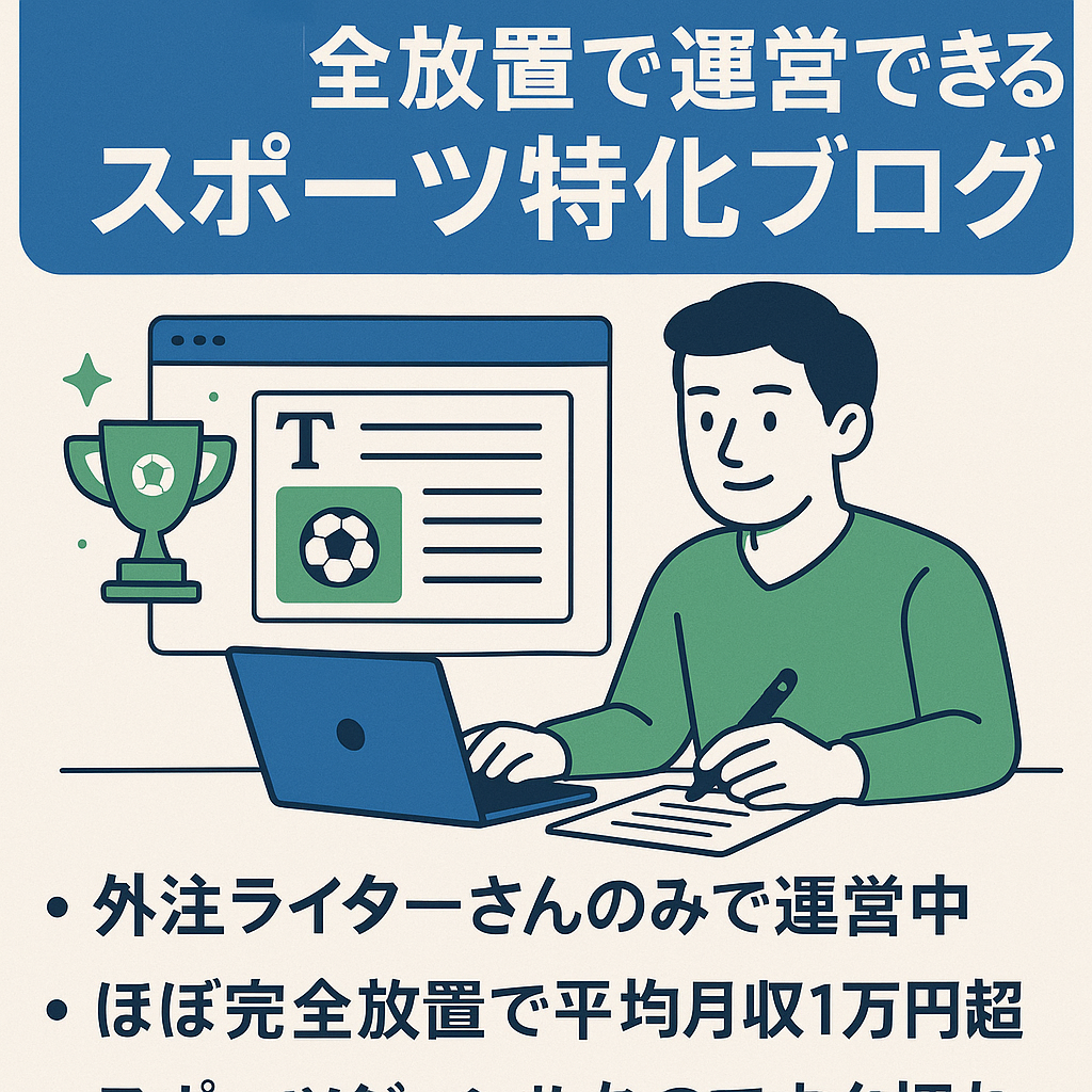 【平均月収1万円】完全放置で運営可能なスポーツ特化ブログ！購入者サポート・ライティングマニュアルあり