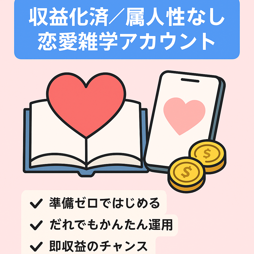 【収益化済み/0からアカウントを育てたくない方にオススメ！】属人性なしの恋愛雑学アカウント