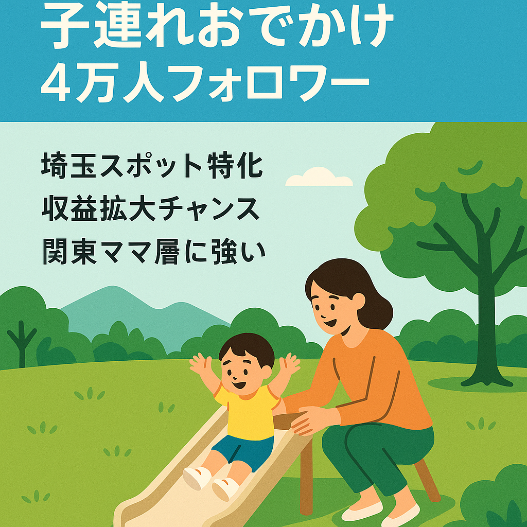 【Instagramフォロワー４万人】関東圏子連れおでかけアカウント　月３０万円安定