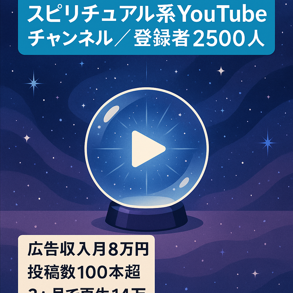 【スピリチュアル系YouTube2500人】収益化済み！月8万円の広告収入・収益化コンテンツ販売実績