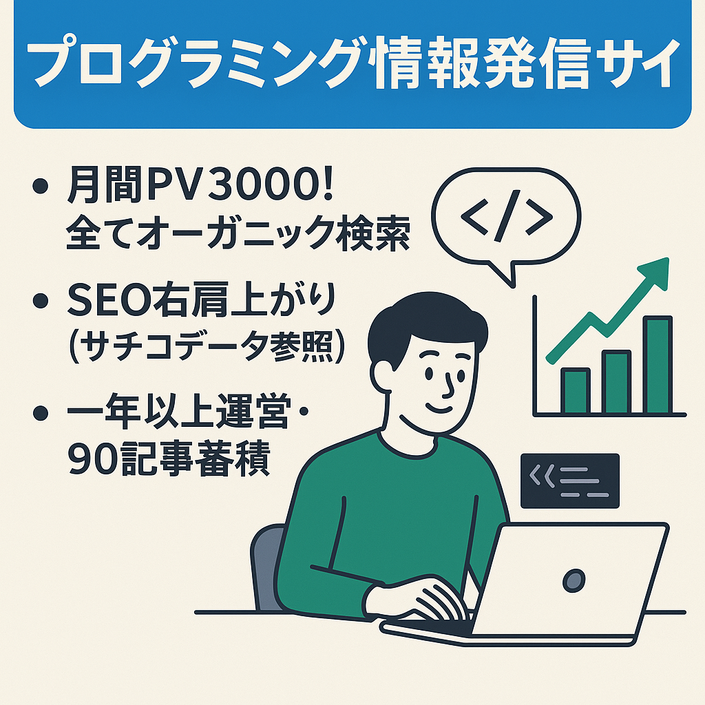 【成長中・月間PV約3000!!】プログラミングに関する情報発信サイト