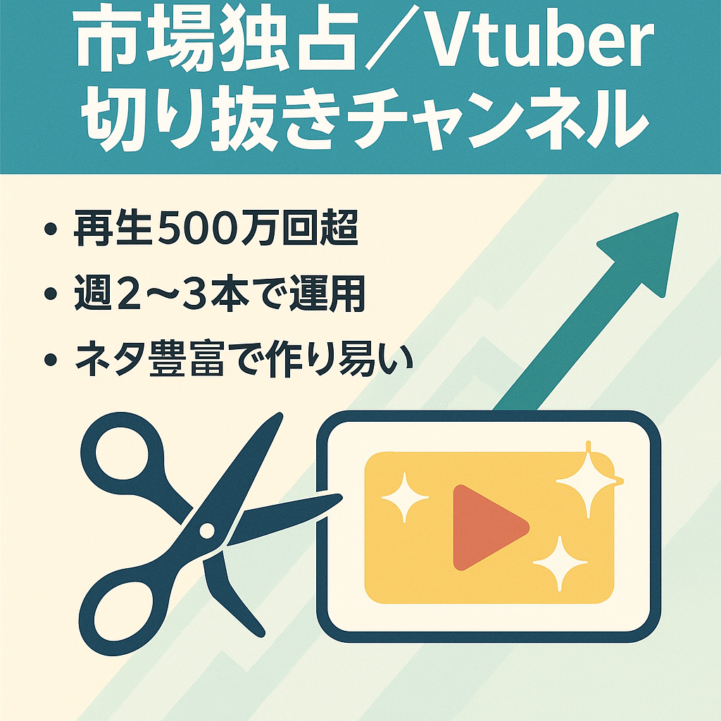 【市場独占】某有名Vtuber切り抜き【週2,3本のお手軽運用】【総再生500万回以上】
