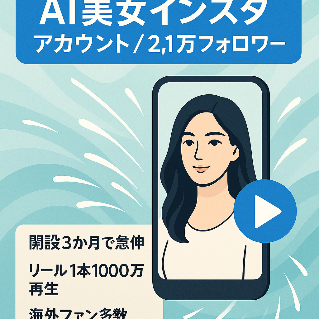 【フォロワー2.1万人】インスタでAI美女運用｜1000万再生リール動画あり｜100万再生複数あり
