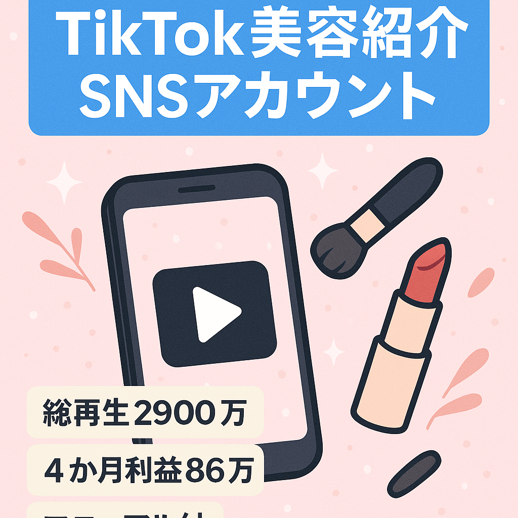【直近4ヶ月利益86万円】TikTok &Instagram 美容の商品紹介　【総再生数2900万回以上】属人性なし