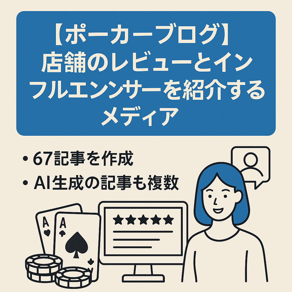 【ポーカーブログ】店舗のレビューとインフルエンサーを紹介するメディア