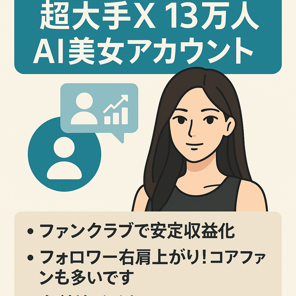 【早い者勝ち】超大手X  フォロワー13万人　AI美女アカウント