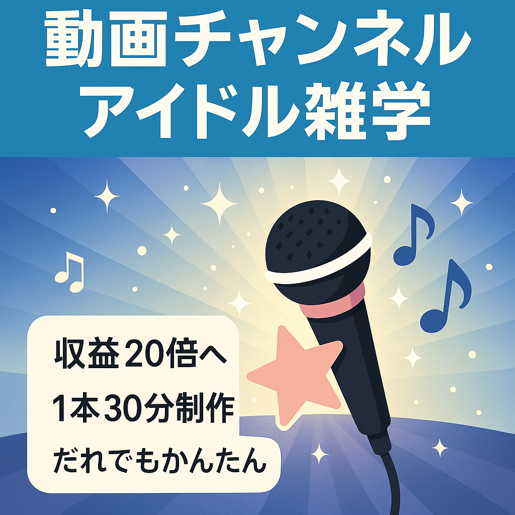 【1動画あたり30分で制作可能】アイドルに関する雑学や情報を発信で副業可能！