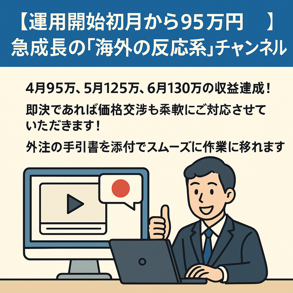 【運用開始初月から95万円】急成長の「海外の反応系」チャンネル